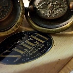 3 Antique brass drawer pulls plates  with both screws